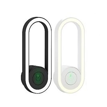 Oval-shaped pest repellent night lights in black and white with LED illumination.